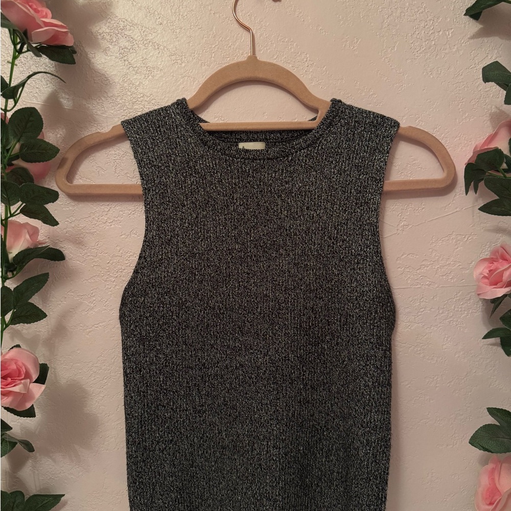 A New Day - Black & White Heather Sleeveless Knit Tank & Skirt Set